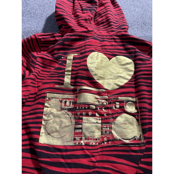 Abbey Dawn Avril Lavigne Zebra Striped Hoodie Cat Ears & Studs XL Y2K Vintage - Picture 8 of 15